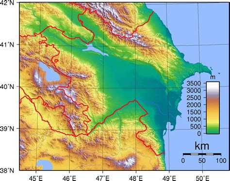 Azerbaijan Topography • Mapsof.net