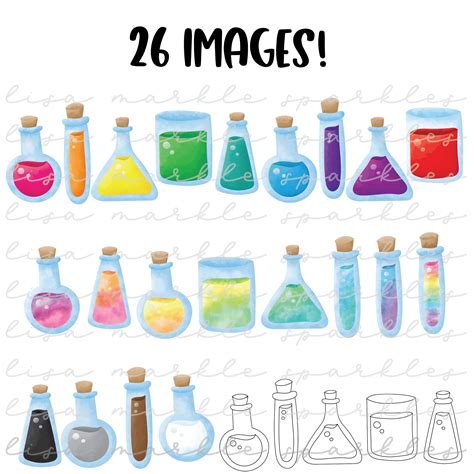 Watercolor Science Chemistry Laboratory Beaker Clipart - Lisa Markle Sparkles Clipart and ...