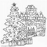 Christmas Fireplace Coloring Pages sketch template