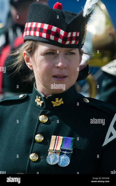 A female soldier of the 1st Battalion The Royal Regiment of Scotland, The Royal Scots Borderers ...