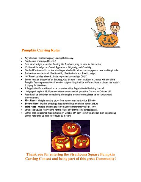 Pumpkin carving rules for The Pumpkin Festival on October 24th at Strathcona Square in Calga ...