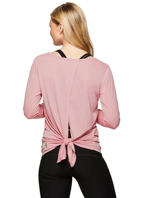 RBX - RBX Active Women's Long Sleeve Tie Back Workout Yoga Top Light Pink S19 L - Walmart.com ...