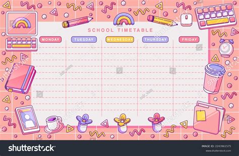 School Timetable Cartoon Style Stationary Floating Stock Vector (Royalty Free) 2243961575 ...