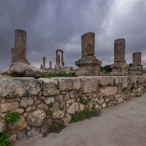 Old Temple of Hercules in the Citadel in the City of Amman Stock Photo - Image of heritage ...