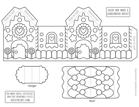 Printable gingerbread house template to color - Ayelet Keshet