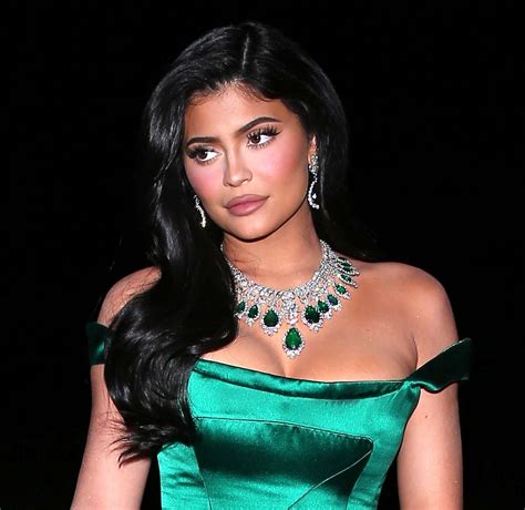 Kylie Jenner in Green Satin Dress-07 | GotCeleb