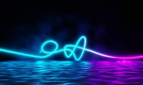 Premium Photo | Abstract 3d rendering neon light on dark background