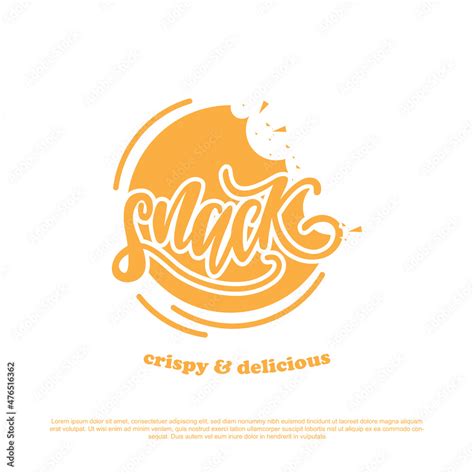 Snack lettering logo design with potato crackers in background vector ...