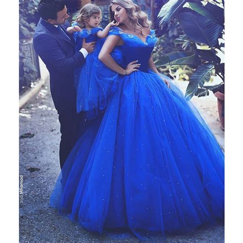 Cinderella Royal Blue Prom Dresses 2017 Ball Gowns Cinderella Dress Off The Shoulder with Pearl ...