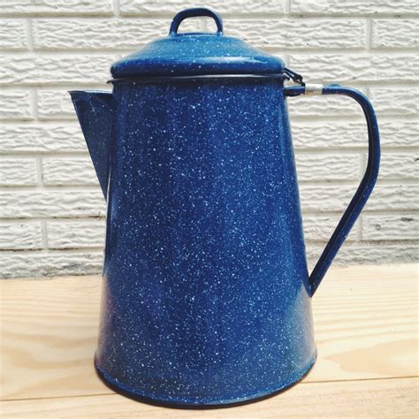 Blue Graniteware Enamel Coffee Pot for Camping by BuffaloUnion