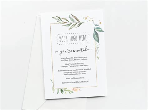 Floral Business Invitation Template, Add Logo, Printable Business Launch Announcement Networking ...