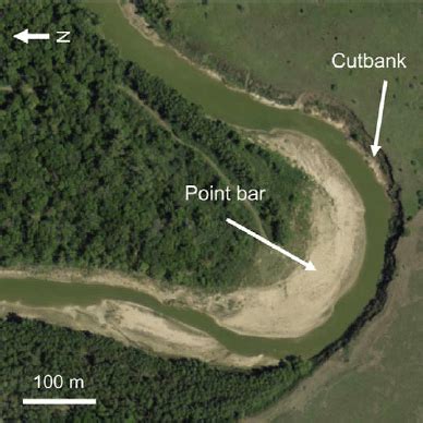 Examples of cutbank and point bar, which are distinct features of... | Download Scientific Diagram