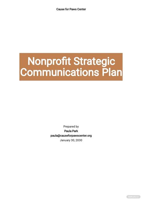 Nonprofit Communications Plan Template - Google Docs, Word, Apple Pages ...