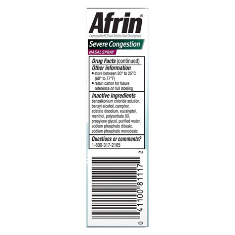 Afrin Severe Congestion Nasal Spray Congestion Relief 15ml - Delivered ...