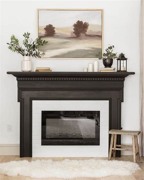 Black Fireplace with Abstract Wall Art - Soul & Lane