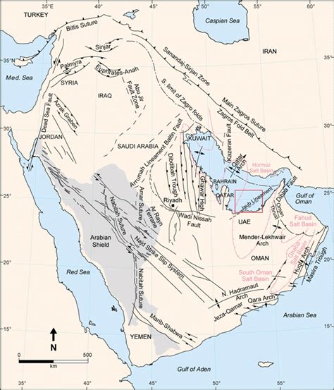 Structural and tectonic map of the Arabian Plate showing main ...