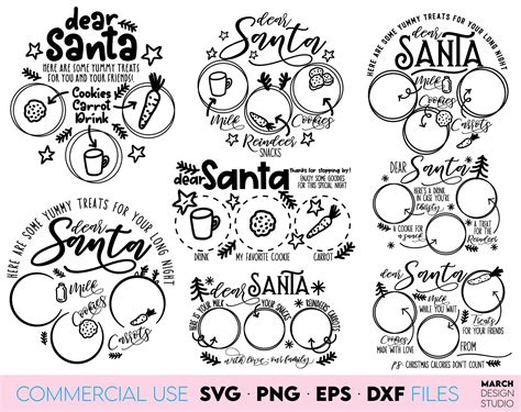 Santa Cookie Plate Svg Print, Dear Santa Tray Vector Silhouette, Digital Cookies For Santa ...