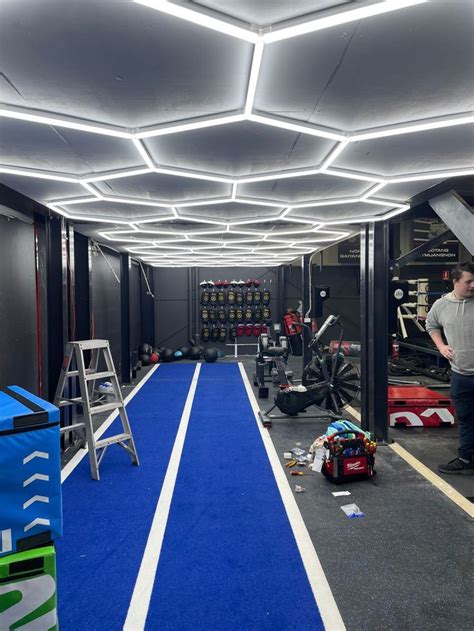 Custom Luxe Hex LED Gym Lighting #gymledlighting | Gym lighting, Gym ...