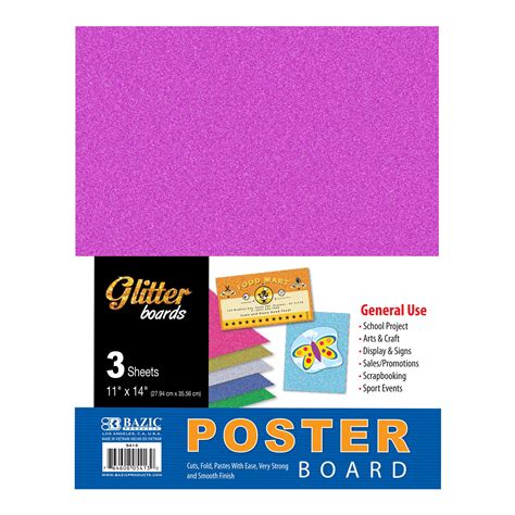 BAZIC Poster Board Glitter Color 11" X 14", Sparkling Colored Poster Board Paper for Christmas ...