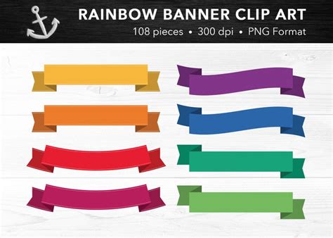 Rainbow Banner Clip Art Banners Ribbons Ribbon Clip Art | Etsy