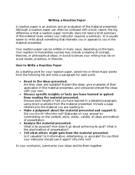 ⛔ Reaction paper sample. Sample reaction paper to an article. 2022-10-07