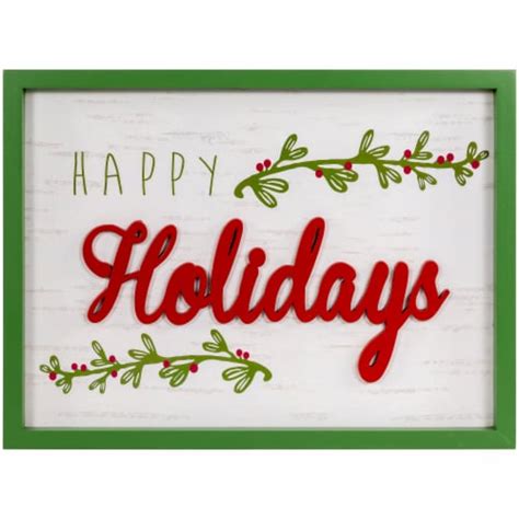 Northlight 15.75 Framed Happy Holidays Christmas Wooden Wall Sign, 1 ...