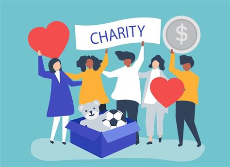 Free Vector | People volunteering and donating money and items