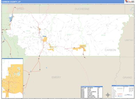 Carbon County, Utah Zip Code Wall Map | Maps.com.com