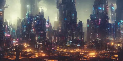 a city skyline in a cyberpunk world ,octane render, | Stable Diffusion