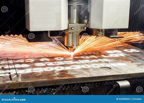 Laser cutting process stock photo. Image of danger, heat - 62298244