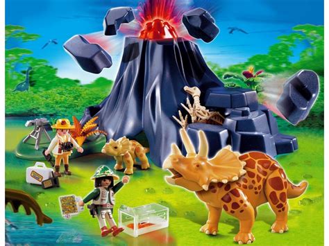 Triceratops with Baby and volcano - Playmobil dinosaures 4170