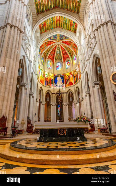 Interior of Almudena Cathedral, Madrid, Spain, South West Europe Stock ...