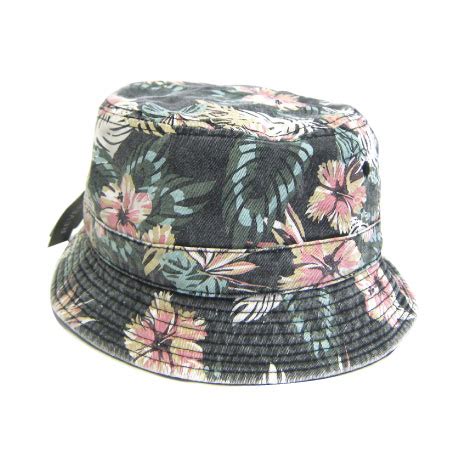 Newhattan Reversible Floral Print/Black Bucket Hat