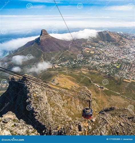 Table Mountain Cable Car in Cape Town, South Africa Stock Image - Image ...