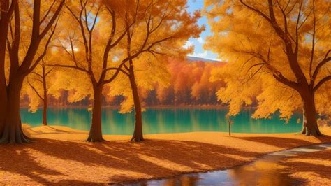 Premium AI Image | Park scene in autumn for wallpaper