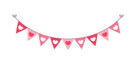 Valentine's Day triangle pennant banner bunting vector illustration ...