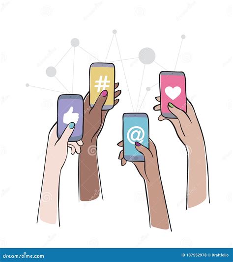 Social Media Interaction on Smartphone Stock Vector - Illustration of hands, interactive: 137552978