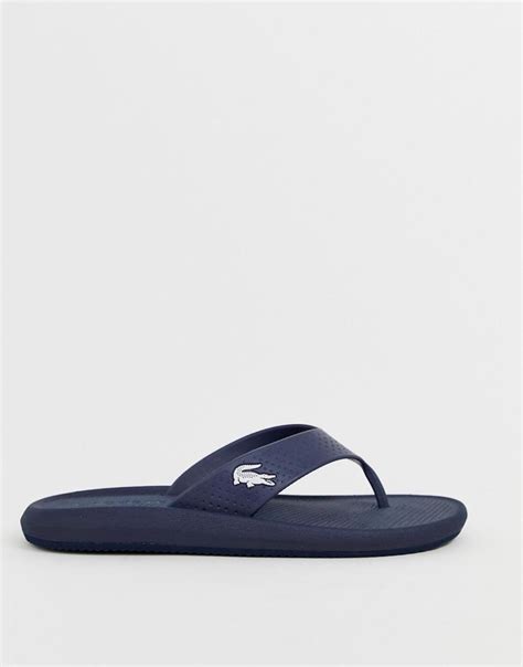 Lacoste Croco Flip Flops In Navy in Blue for Men - Save 7% - Lyst