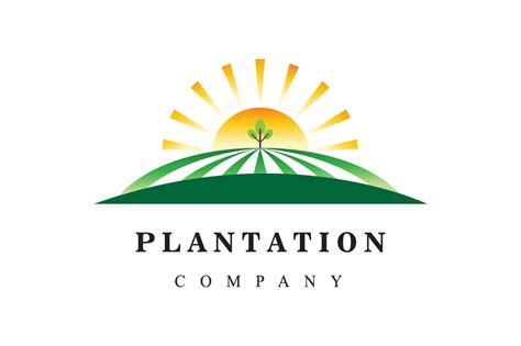 Plantation Logo Illustration Sunset Natu Graphic by cavuart · Creative Fabrica