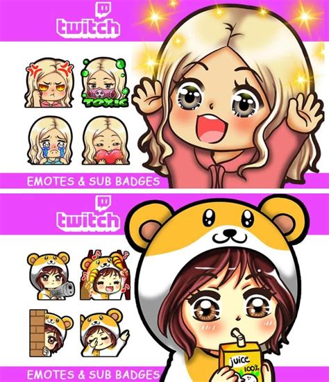 Kiku194: I will create for you chibi twitch emotes, sub badges for $20 ...