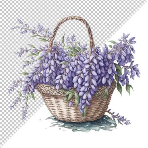 Premium PSD | Watercolor flower basket background