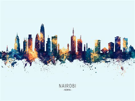 Nairobi Kenya Skyline Digital Art by Michael Tompsett - Pixels