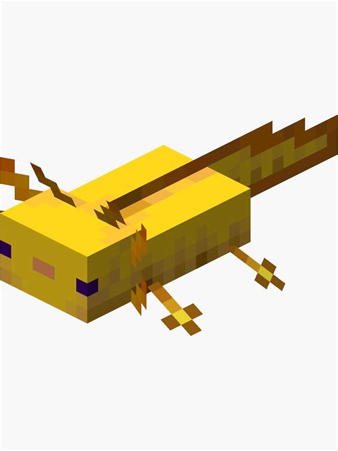 "Yellow Minecraft Axolotl" Sticker for Sale by ChocolateColors | Redbubble