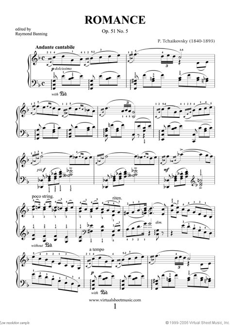 Romance Op.51 No.5 sheet music for piano solo (PDF)