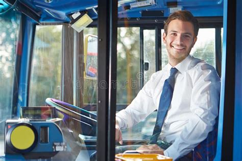 Portrait Of Bus Driver Behind Wheel. Looking To Camera Smiling , #Aff ...