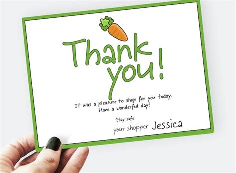 Food Delivery Thank You Note Shipt Printable Personalized - Etsy