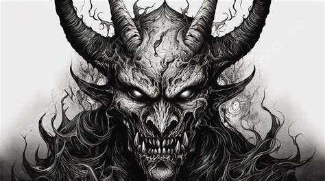 Demon Head Drawing Art By Saimon Wolf Devil Art Black Horns And Horns Art Background, Demon ...