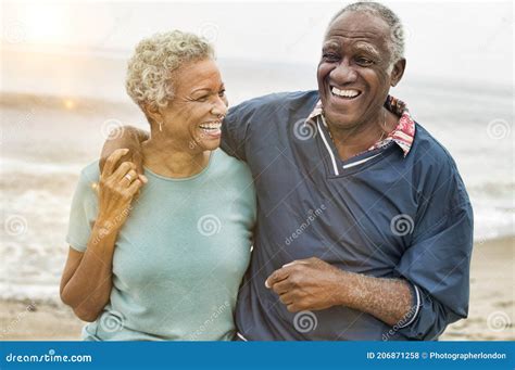 Happy Senior African American Couple on the Beach Stock Photo - Image ...