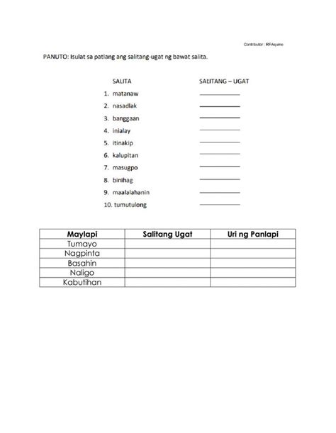 Panlapi worksheet | Worksheets for grade 3, Montessori lessons, Worksheets