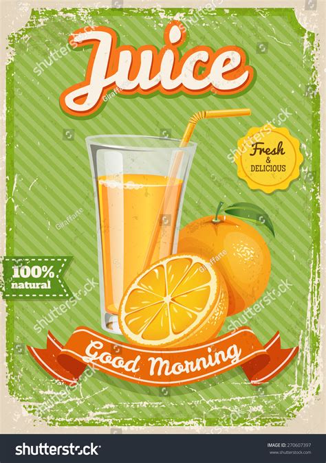 Vector Orange Juice Poster Vintage Style Stock Vector (Royalty Free) 270607397 | Shutterstock